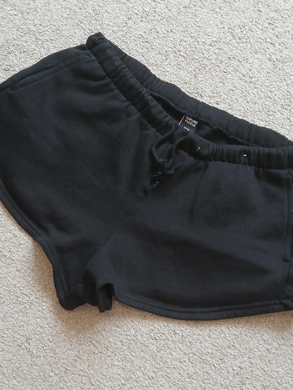 refuge Black Athletic Fleece Bootie Shorts with Drawstring